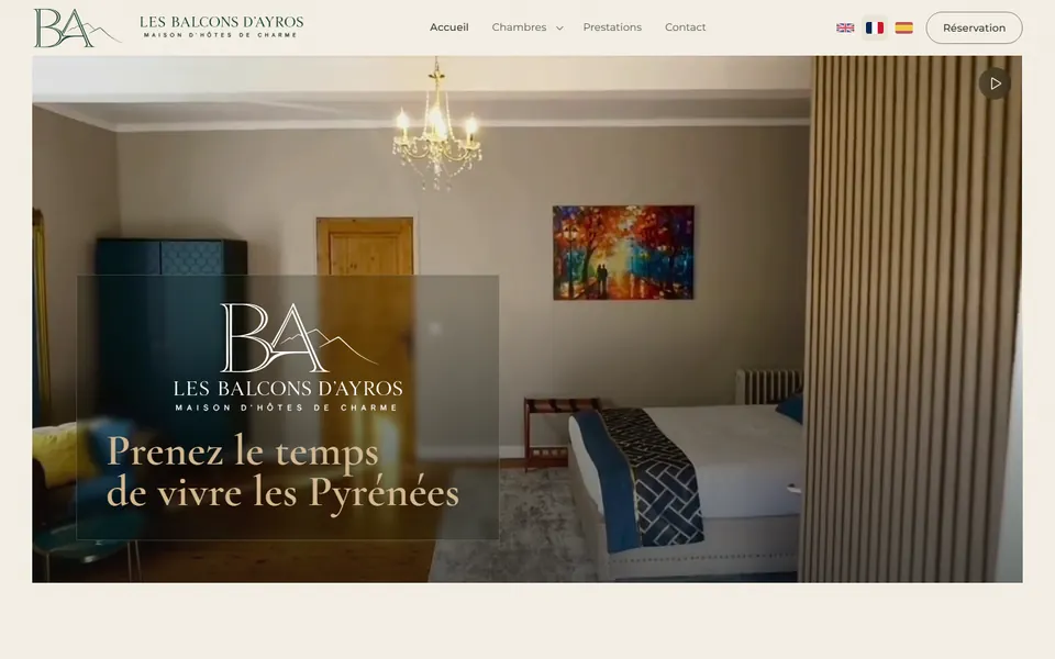Page d'accueil du site Les Balcons d'Ayros
