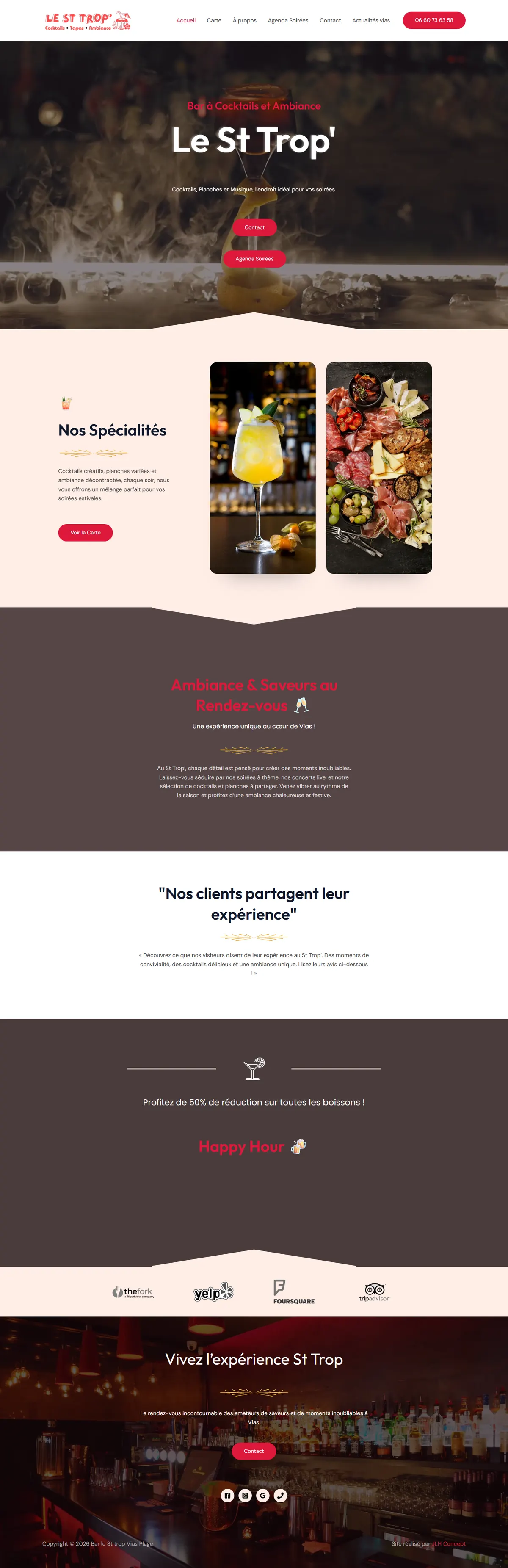 Page d'accueil du site Le St Trop', en entier
