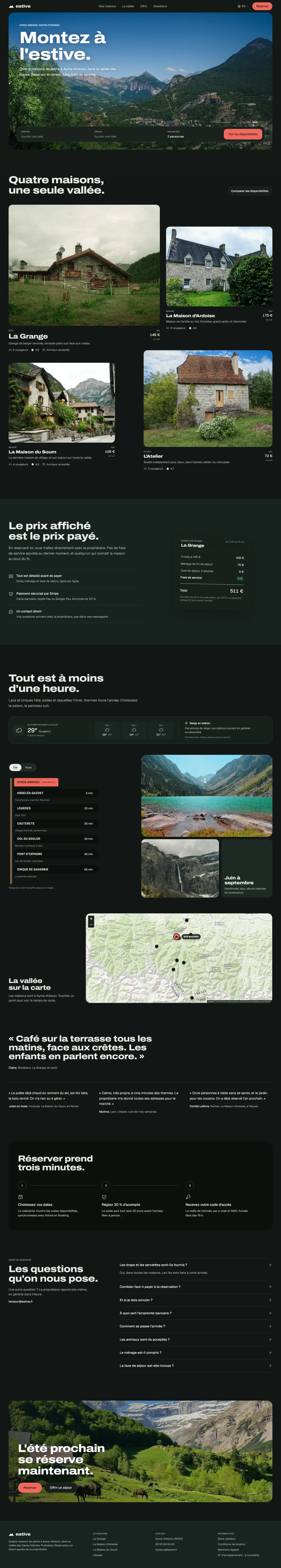 Page d'accueil du concept Estive, en entier