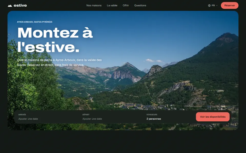 Page d'accueil du concept Estive