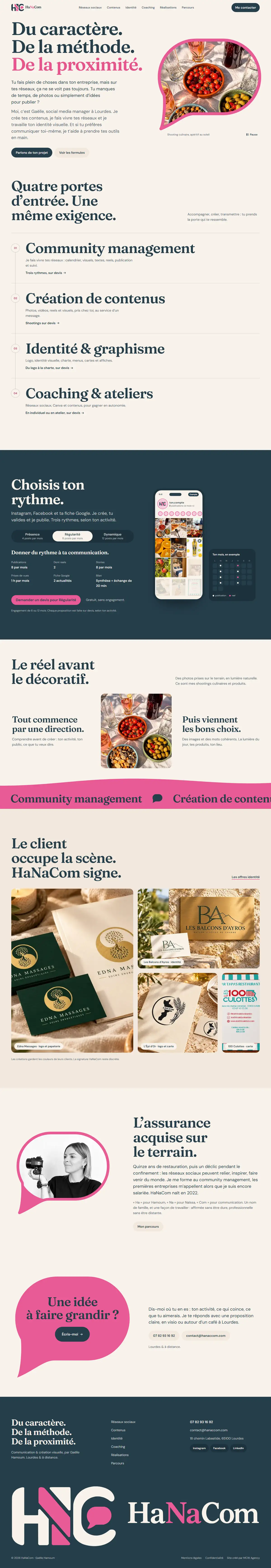 Page d'accueil du site HaNaCom, en entier