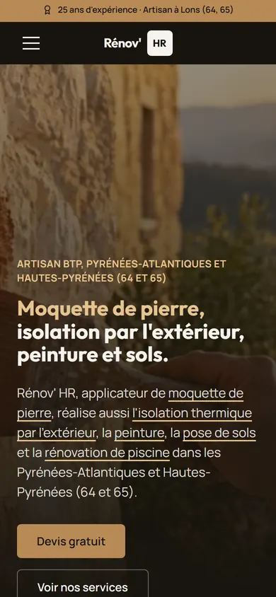 Le même site sur téléphone