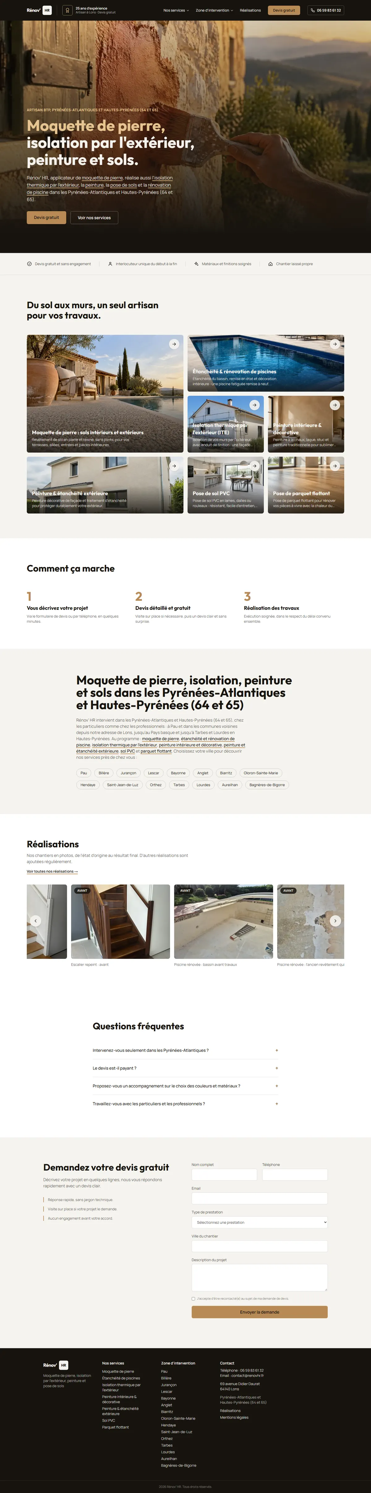 Page d'accueil du site Rénov' HR, en entier